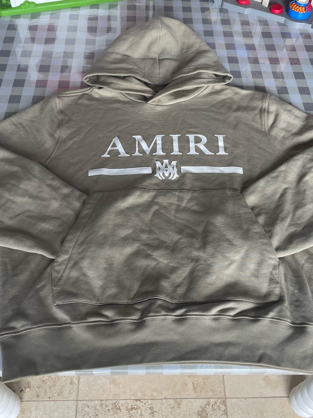 AMIRI MA Bar Logo Hoodie XL Beige Tan w/ Certificate of Authenticity Included